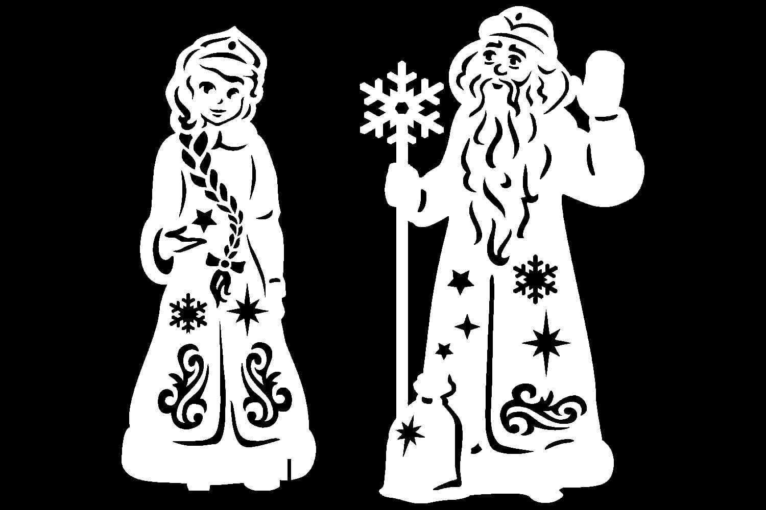 Новогодние шаблоны и трафареты (268 шт) на окна - для вырезания из бумаги
