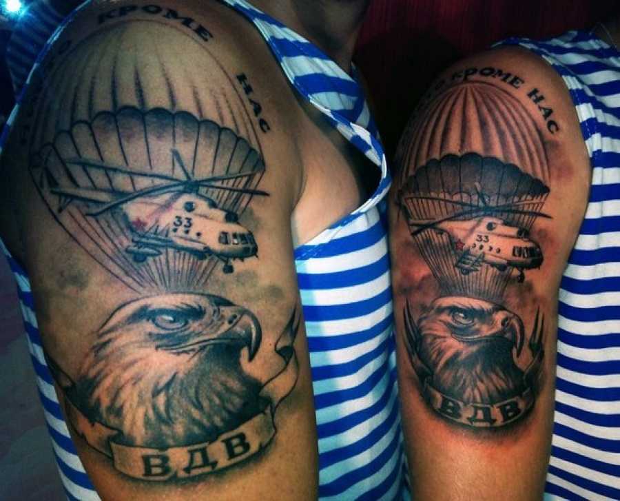 Тату вдв: на плече, эскизы, фото, на руке, медведь, разведка, на ладони, парашют, спецназ