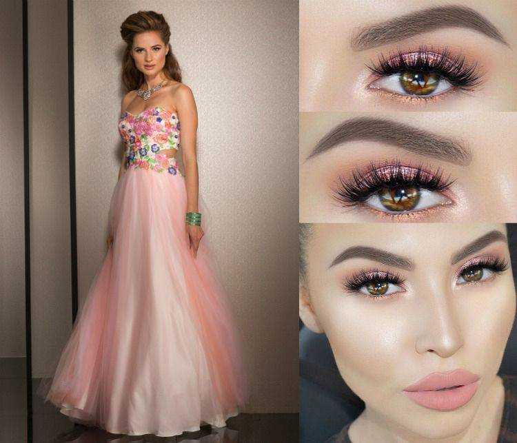Примеры макияжа под розовое платье: сочетания цветов, под мероприятия + видео