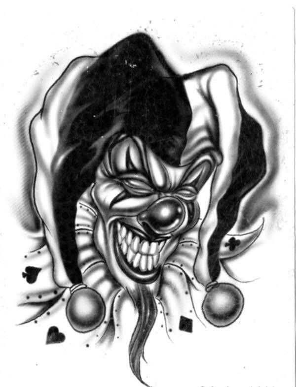 Татуировка клоун — описание, включая тату злой, добрый, грустный клоун, эскизы, фото работ